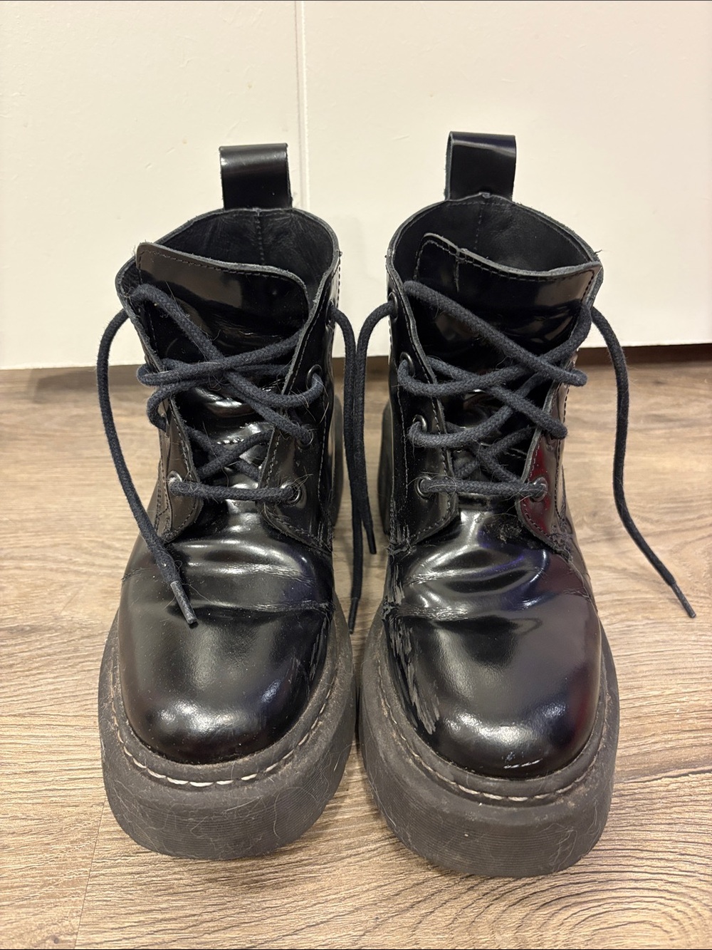 Women’s Steve Madden Black Platform Lace-Up Boots
